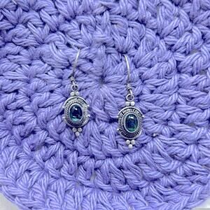 Vintage 925 Green Stone Dangle Earrings